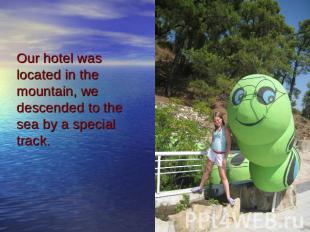Our hotel was located in the mountain, we descended to the sea by a special trac