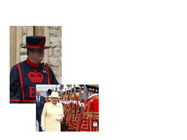The Beefeaters When they are guiding, they wear dark blue uniforms. On state occasions they wear red and gold tunics designed for them during the reign of Queen Elizabeth.
