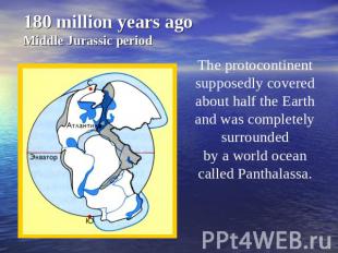 180 million years ago Middle Jurassic period The protocontinent supposedly cover