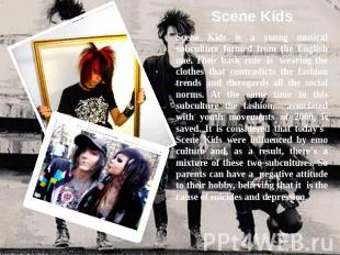 Scene KidsScene Kids is a young musical subculture formed from the English one.