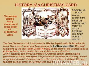 HISTORY of a CHRISTMAS CARD The average English family receives and sends about