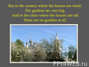 But in the country where the houses are small,The gardens are very big.And in th