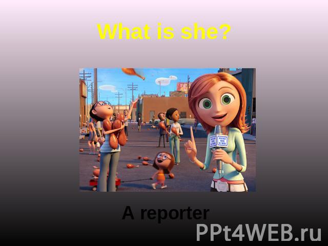 What is she? A reporter