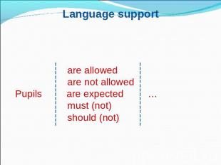 Language support are allowed are not allowedPupils are expected… must (not) shou