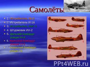 Самолёты 1. Истребитель Як-92. Истребитель И-163. Истребитель МиГ-34. Штурмовик