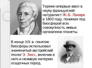 Термин впервые ввел в науку французский натуралист Ж.-Б. Ламарк в 1803 году, пон