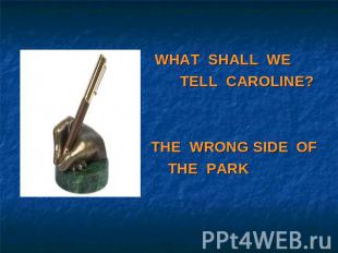 WHAT SHALL WE TELL CAROLINE?THE WRONG SIDE OF THE PARK
