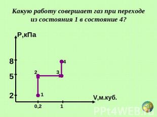 Какую работу совершает газ при переходе из состояния 1 в состояние 4?