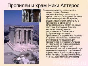 Пропилеи и храм Ники Аптерос Священная дорога, по которой от агоры к храму богин