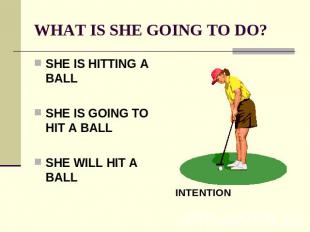 WHAT IS SHE GOING TO DO? SHE IS HITTING A BALLSHE IS GOING TO HIT A BALLSHE WILL