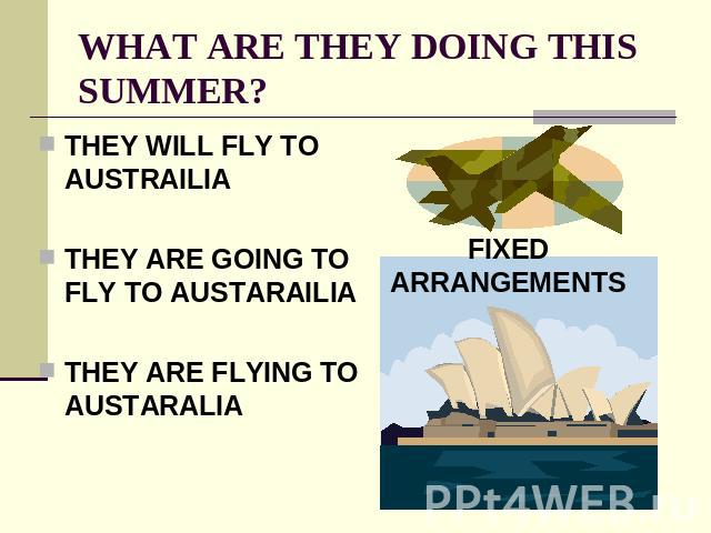 WHAT ARE THEY DOING THIS SUMMER? THEY WILL FLY TO AUSTRAILIATHEY ARE GOING TO FLY TO AUSTARAILIATHEY ARE FLYING TO AUSTARALIA