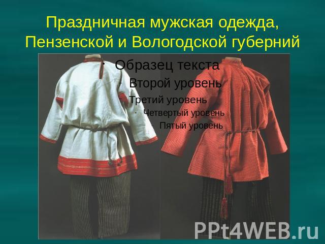 Праздничная мужская одежда, Пензенской и Вологодской губерний