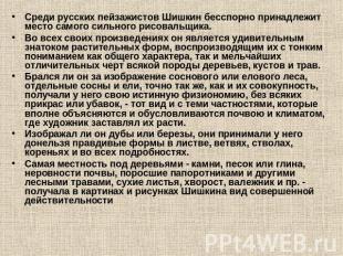 Среди русских пейзажистов Шишкин бесспорно принадлежит место самого сильного рис