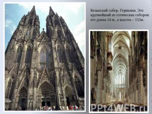 Кельнский собор. Германия. Это крупнейший из готических соборов: его длина 14 м.