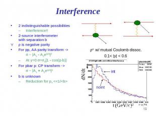 Interference 2 indistinguishable possibilities Interference!! 2-source interfero