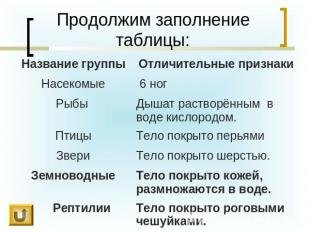 Продолжим заполнение таблицы: