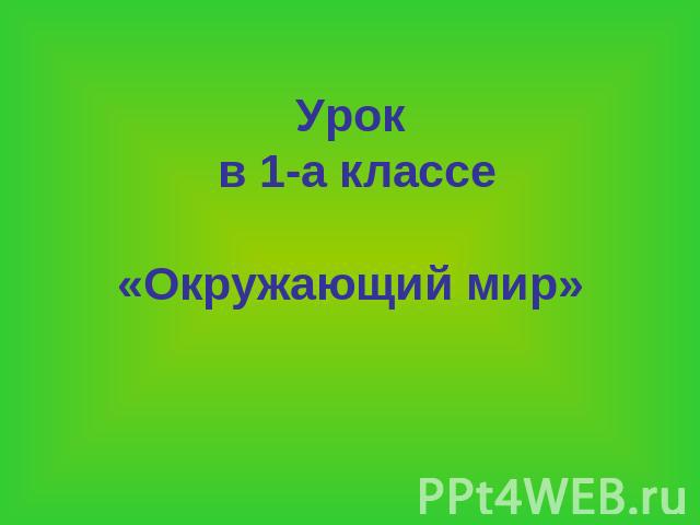 Урок в 1-а классе«Окружающий мир»