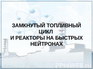 ЗАМКНУТЫЙ ТОПЛИВНЫЙ ЦИКЛ И РЕАКТОРЫ НА БЫСТРЫХ НЕЙТРОНАХ