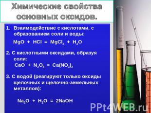 Химические свойства основных оксидов. Взаимодействие с кислотами, с образованием