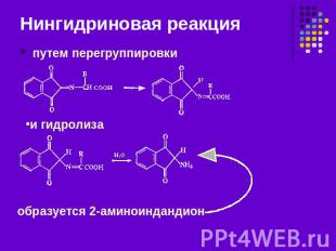 Нингидриновая реакция путем перегруппировки и гидролиза образуется 2-аминоинданд