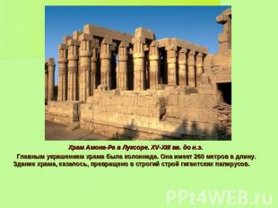 Храм Амона-Ра в Луксоре. XV-XIII вв. до н.э. Главным украшением храма была колон