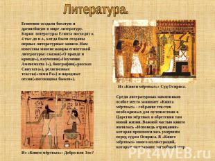 Литература. Египтяне создали богатую и древнейшую в мире литературу. Корни литер
