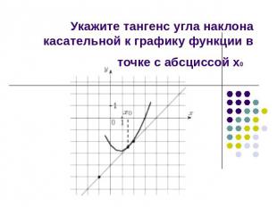 Укажите тангенс угла наклона касательной к графику функции в точке с абсциссой х
