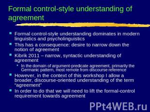 Formal control-style understanding of agreement Formal control-style understandi