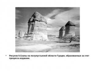 Рисунок 9.Скалы на полупустынной области Турции, образованные за счет процесса к