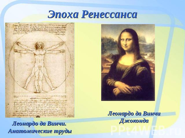 Эпоха Ренессанса Леонардо да Винчи. Анатомические труды Леонардо да ВинчиДжоконда