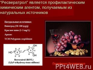 “Ресвератрол” является профилактическим химическим агентом, получаемым из натура