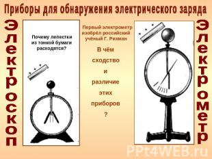Приборы для обнаружения электрического заряда Первый электрометр изобрёл российс
