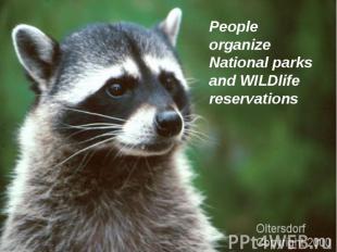 People organize National parks and WILDlife reservations