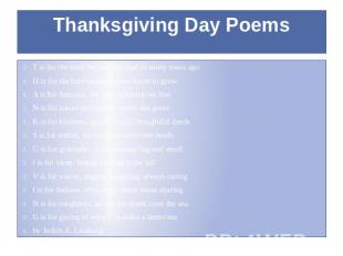 Thanksgiving Day Poems T is for the trust the pilgrims had so many years ago H i