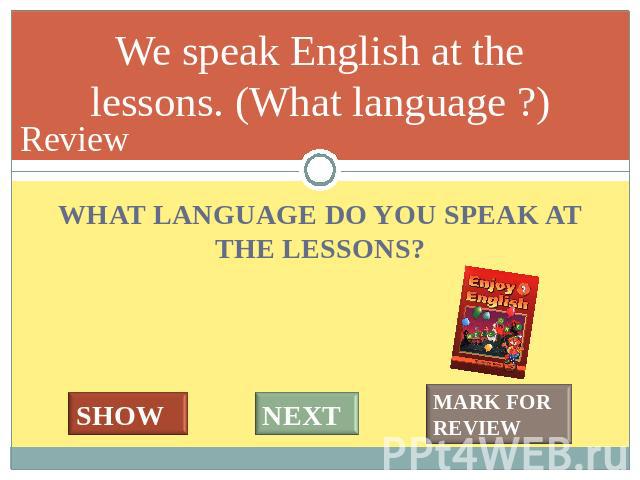 Ann gets good marks every day. (How often?) WHAT LANGUAGE DO YOU SPEAK AT THE LESSONS?