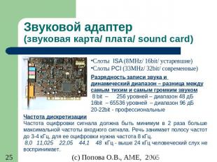 Звуковой адаптер (звуковая карта/ плата/ sound card)