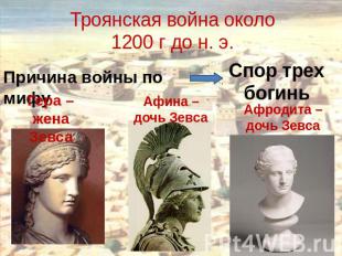 Троянская война около 1200 г до н. э. Причина войны по мифу Спор трех богинь Гер