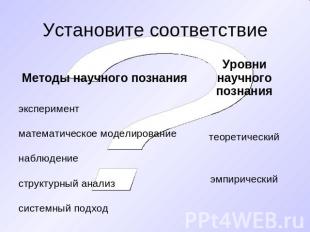 Установите соответствие