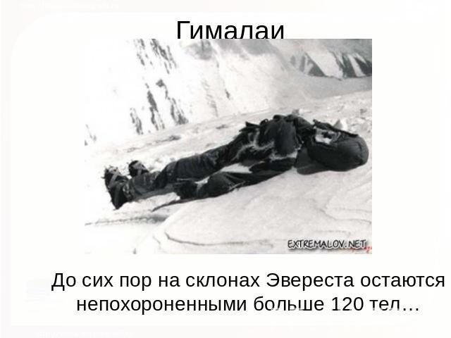 Гималаи До сих пор на склонах Эвереста остаются непохороненными больше 120 тел…