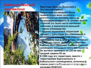 Байкало-Ленский заповедник Иркутская область, Качугский и Ольхонский районыТерри