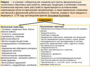 Невроз  — в клинике: собирательное название для группы функциональных психогенны