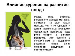Влияние курения на развитие плода Масса тела ребенка, рожденного курящей матерью
