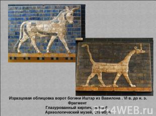 Изразцовая облицовка ворот богини Иштар из Вавилона . VI в. до н. э. Фрагмент Гл