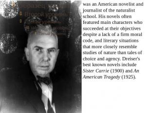 was an American novelist and journalist of the naturalist school. His novels oft