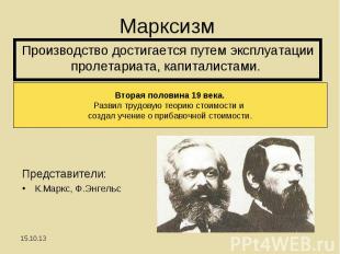 Марксизм Производство достигается путем эксплуатации пролетариата, капиталистами