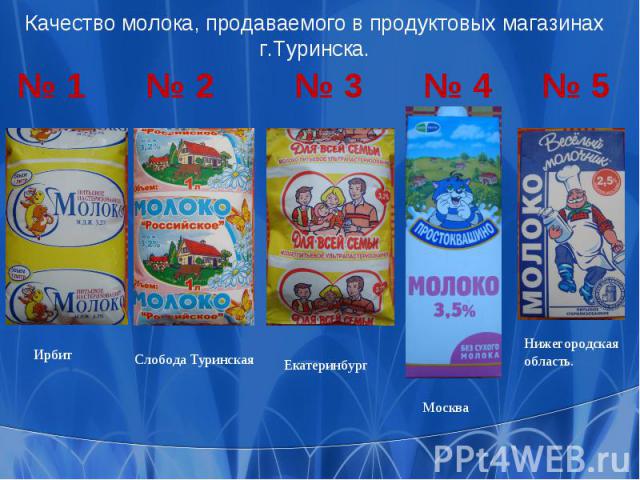 Качество молока, продаваемого в продуктовых магазинах г.Туринска.