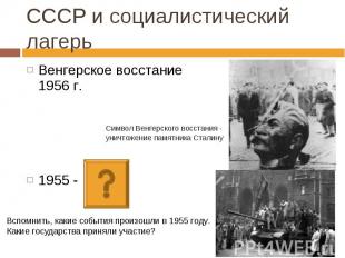 СССР и социалистический лагерь Венгерское восстание 1956 г.1955 - Символ Венгерс