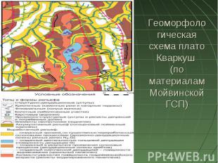 Геоморфологическая схема плато Кваркуш (по материалам Мойвинской ГСП)