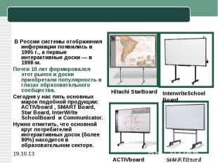 В России системы отображения информации появились в 1995 г., а первые интерактив