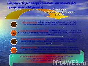 Здоровьесберегающий компонент школы (из программы «Здоровье») Структураоздоровит